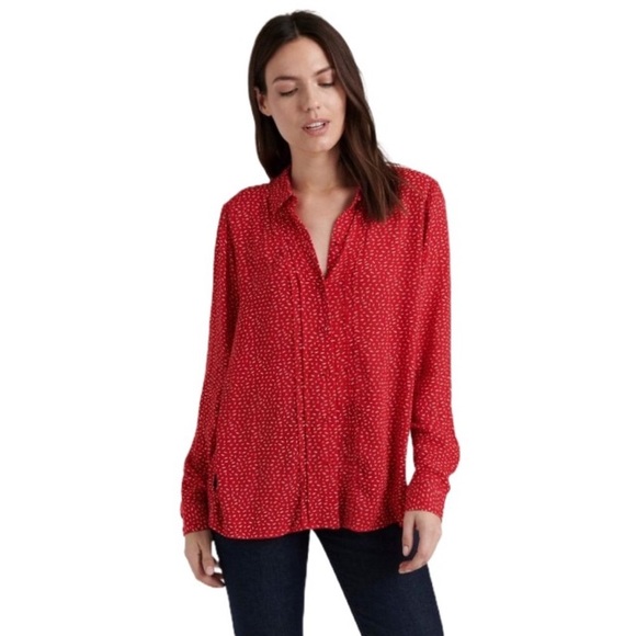 LUCKY BRAND SAM RED & WHITE BUTTON DOWN SHIRT, S - Picture 2 of 13